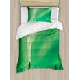 thumbnail image 1 of Aurora Borealis Duvet Cover Set, Poles Sky Display over Icy Snowy Pine Trees Wanderlust Iceland Panorama, Decorative 2 Piece Bedding Set with 1 Pillow Shams, Twin Size, Fern Green, by Ambesonne, 1 of 3