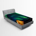 thumbnail image 1 of Ambesonne Green Blue Fitted Sheet, Sky Nordic Camping, Twin Size, Forest Green Yellow, 1 of 2
