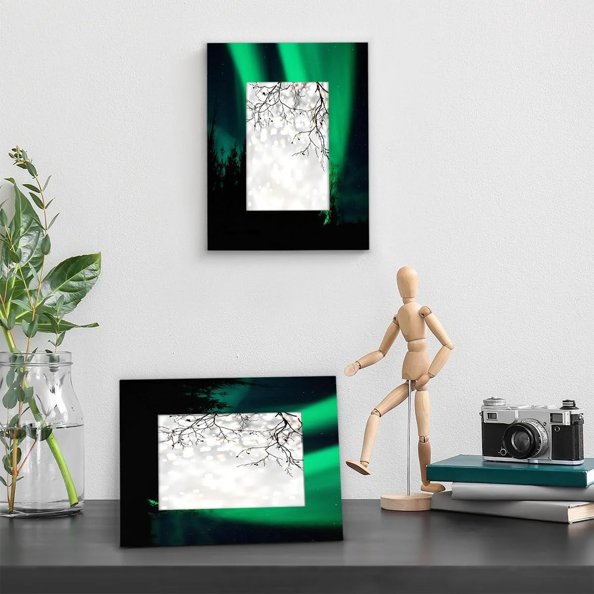Aurora Borealis Forest 5X7 Picture Frame Green Northern Lights Photo