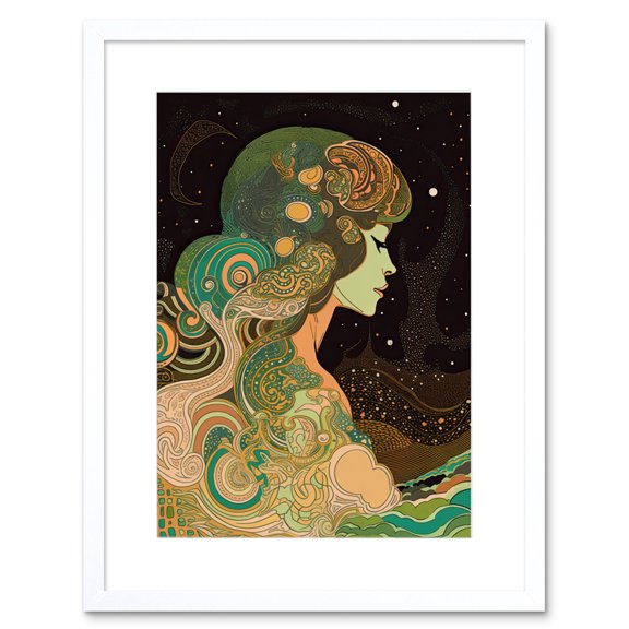 Aurora Borealis Modern Concept Art Illustration Artwork Framed Wall Art Print 9X7 Inch