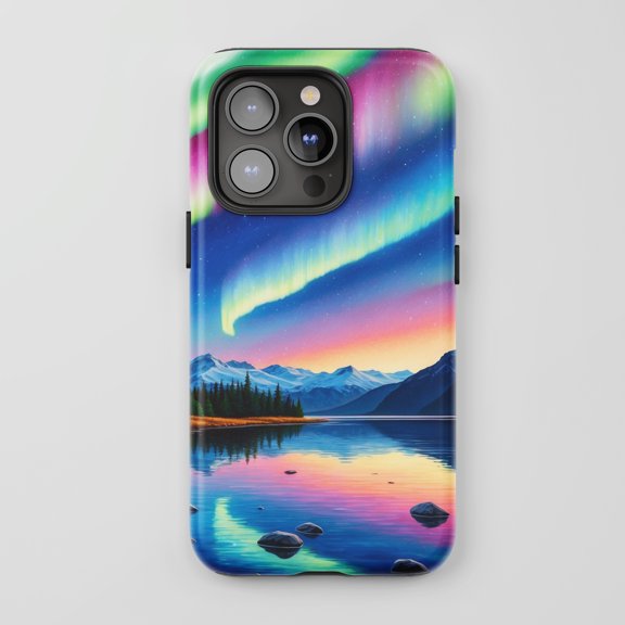 Aurora Borealis Mountains Lake iPhone Case