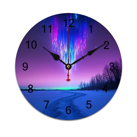 Aurora Borealis Night Glow-1 Word Saying Big Wall Clock Home Decor Art Watch Living Room Gift 10in