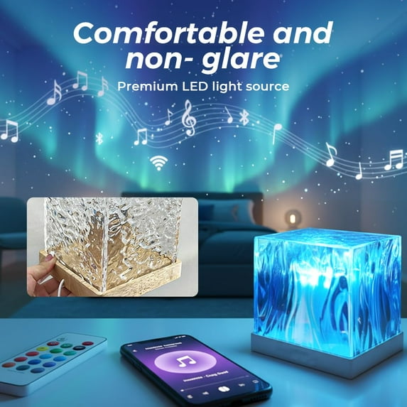 Aurora Borealis Night Light Projector, Northern Lights Projectors, 16 Colors Water Ripple Night Light with Remote Control, for Christmas Party Bed Room, Plastic Base, AKLJWH