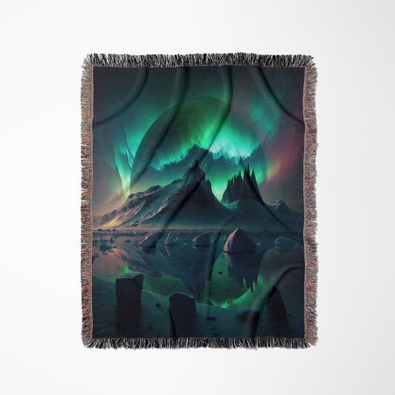 Aurora Borealis Night Sky, Woven Blanket