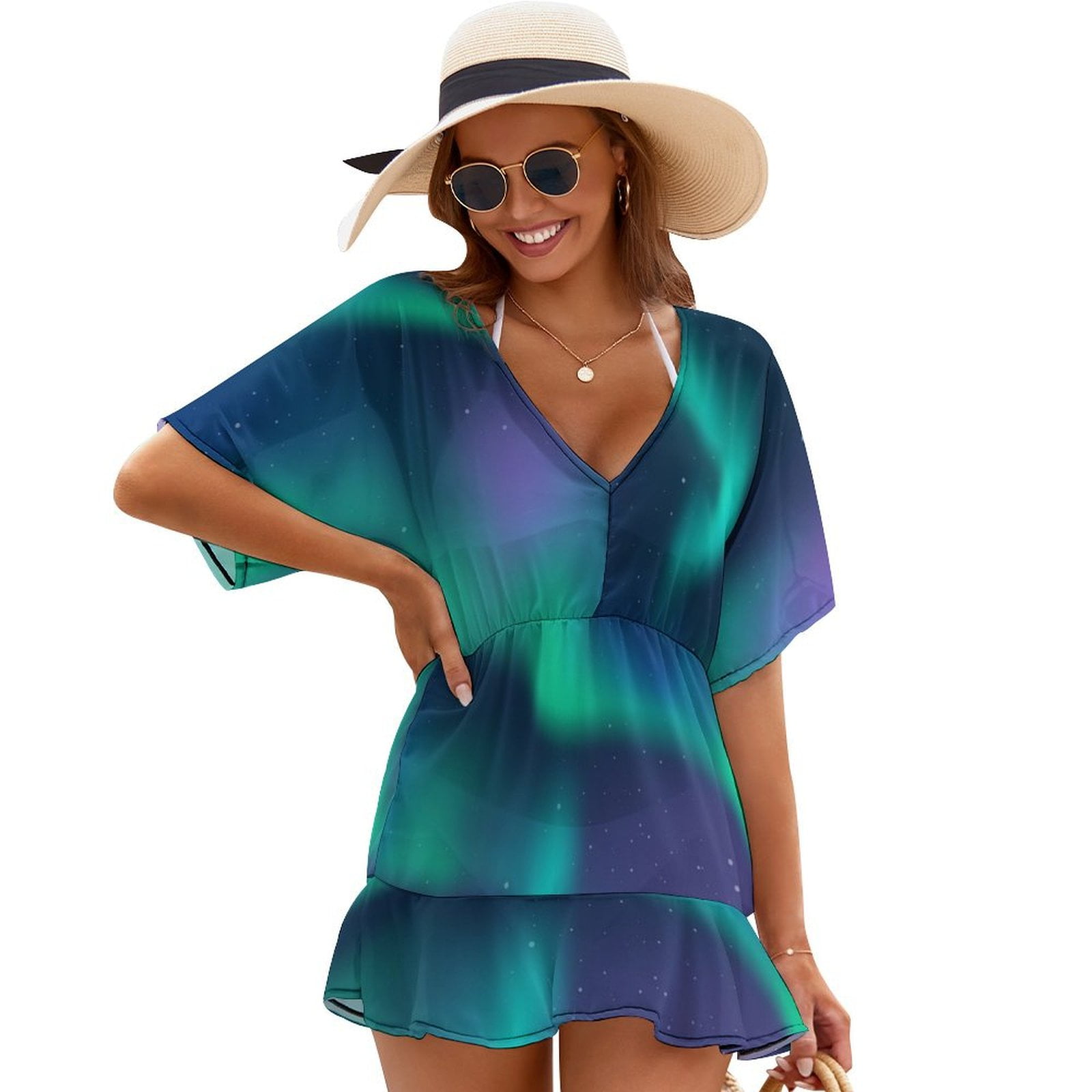 Aurora Borealis Northern Lights Cover Ups summer dress woman 2024