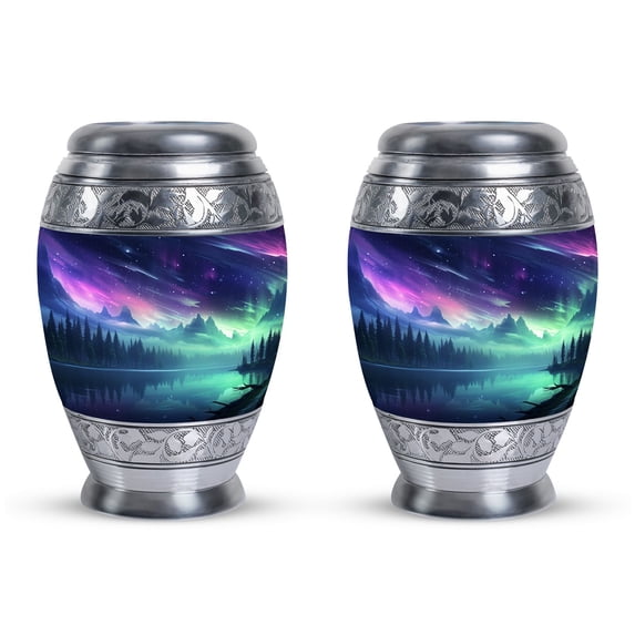 Aurora Borealis Northern Lights Cremation Urns, Little Urns For Human Ashes - Small Cremation Urns For Human Ashes - Funeral Urns For Human Ashes Adult Male - Human Ashes Urns (3inch, 2pcs)