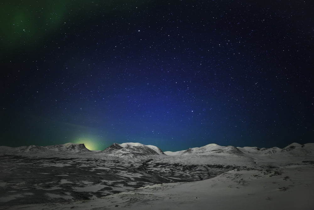 The Aurora Borealis or Northern Lights seen from The Abisko Sky Station Abisko Lapland Sweden Cold temperatures as low as -47 celsius Canvas Art - Panoramic Images (36 x 12)