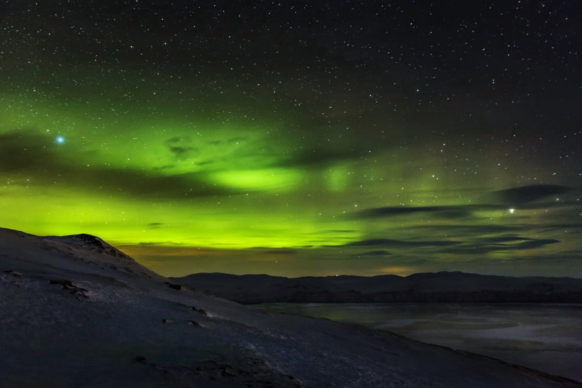 Aurora Borealis or Northern Lights seen from The Abisko Sky Station Abisko Lapland Sweden Cold temperatures as low as -47 celsius Canvas Art - Panoramic Images (36 x 12)