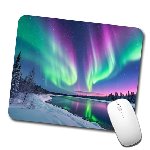 Aurora Borealis Northern Southern Lights Colorful Beautiful Mouse Pad Low Profile Gaming Mat
