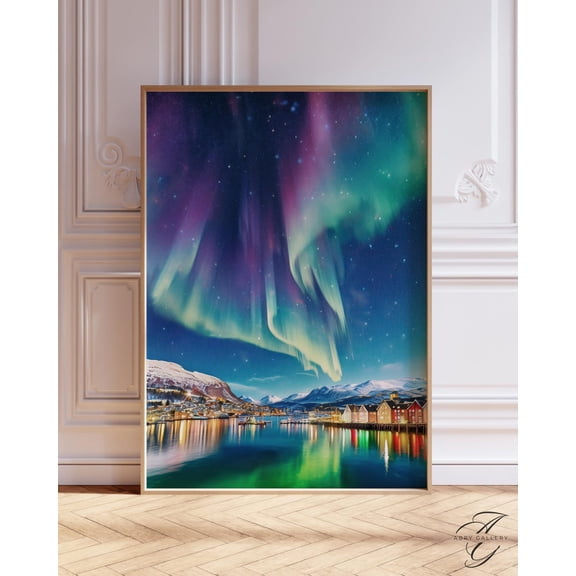 Aurora Borealis Poster: Nordic Norway Night Sky Art, Unframed Poster Size 8x12