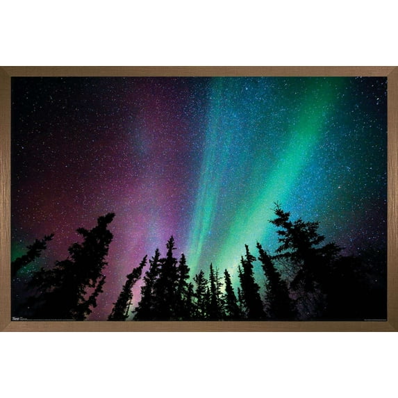 Aurora Borealis - Sky Wall Poster, 14.725" x 22.375", Framed