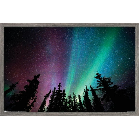 Aurora Borealis - Sky Wall Poster, 22.375" x 34", Framed
