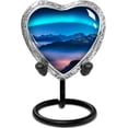 thumbnail image 1 of Aurora Borealis Small Heart Shaped Keepsake Cremation Urns for Human Ashes, 1 of 5
