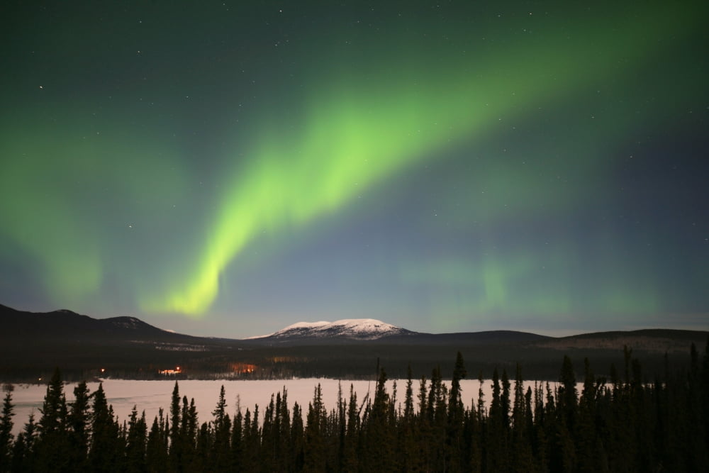 Aurora Borealis Teslin Yukon Canvas Art - Robert Postma Design Pics (18 x 12)