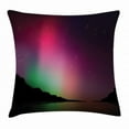 thumbnail image 1 of Aurora Borealis Throw Pillow Cushion Cover, Northern Natural Occurrence Colorful Weather in Mountain Region Antarctic, Decorative Square Accent Pillow Case, 18" X 18", Multicolor, by Ambesonne, 1 of 2