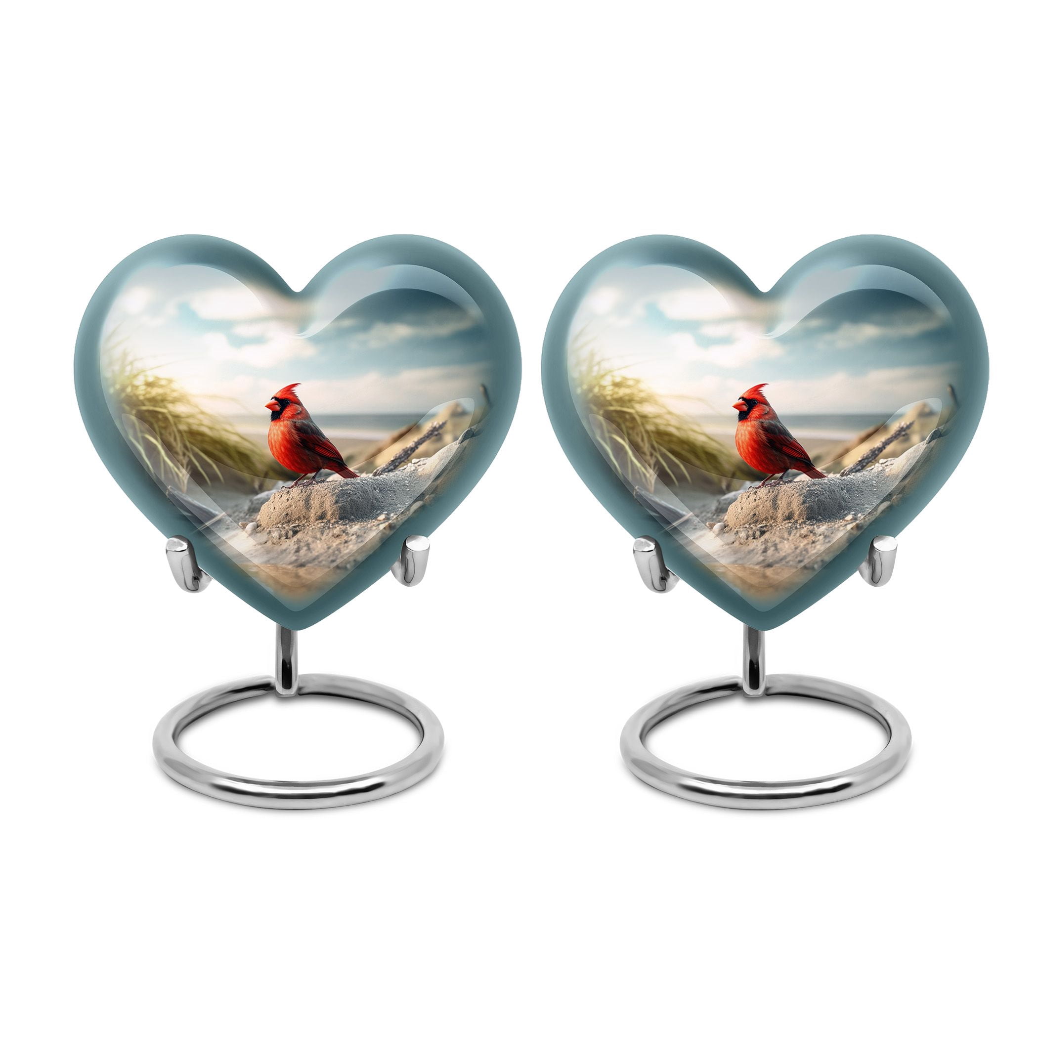 Aurora Borealis Urn, Small Urn, Urns For Human Ashes Adult Female, Cremation Urn, Keepsake Urn For Ashes Adult Male, Memorial Urns For Human Ashes, Mini Decorative Urn For Mom Ash, Heart Urn 3inch,2pc