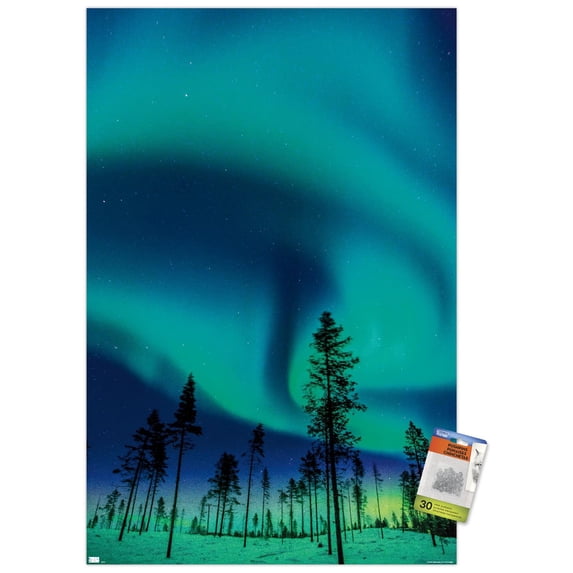 Aurora Borealis Wall Poster with Push Pins, 22.375" x 34"
