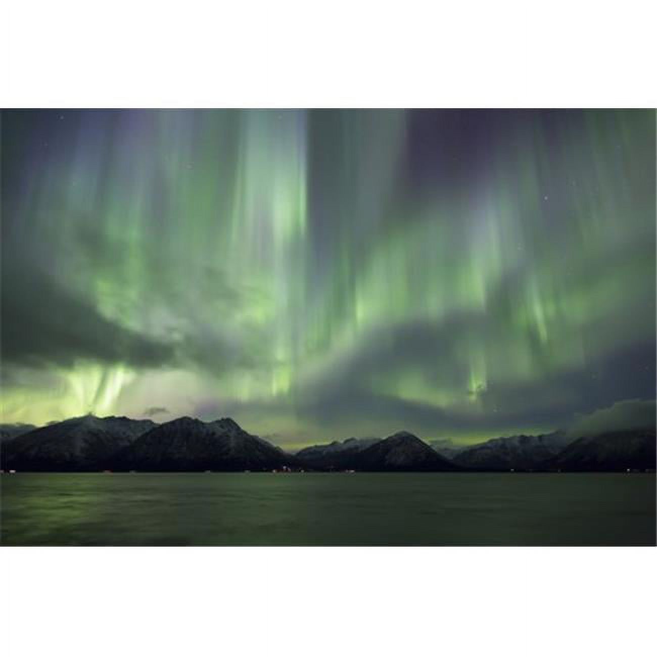 Aurora Borealis dancing above the Chugach Mountains and Turnagain Arm