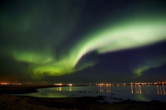 Aurora Borealis in the sky Alftanes Reykjavik Iceland Canvas Art - Panoramic Images (36 x 24)