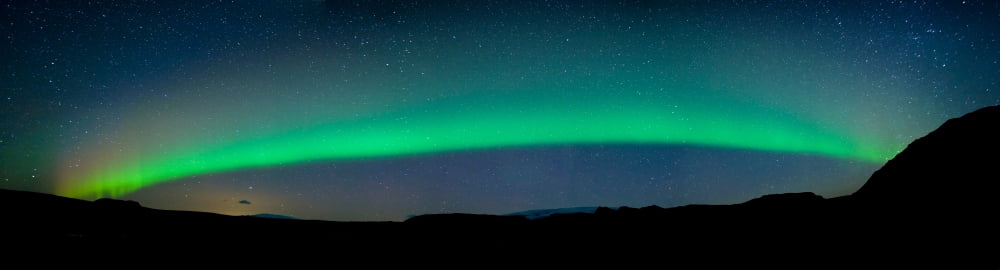 Aurora Borealis or Northern Lights Vik I Myrdal Iceland Canvas Art - Panoramic Images (36 x 12)