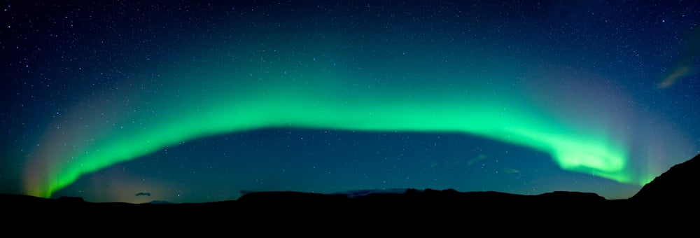 Aurora Borealis or Northern Lights Vik I Myrdal Iceland Canvas Art - Panoramic Images (36 x 12)