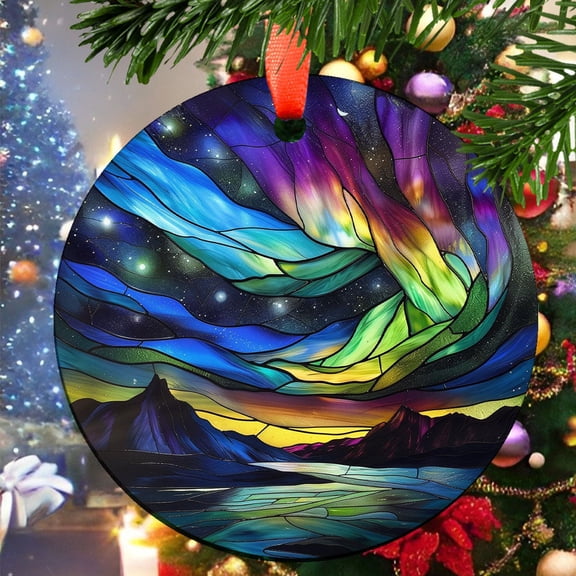 Aurora Borealis24 Christmas Ornament, Ceramic/Acrylic Ornament, Keepsake for Mother’s Day, Valentine’s Day Decoration, Festive Gift Ornament, 2025 Edition