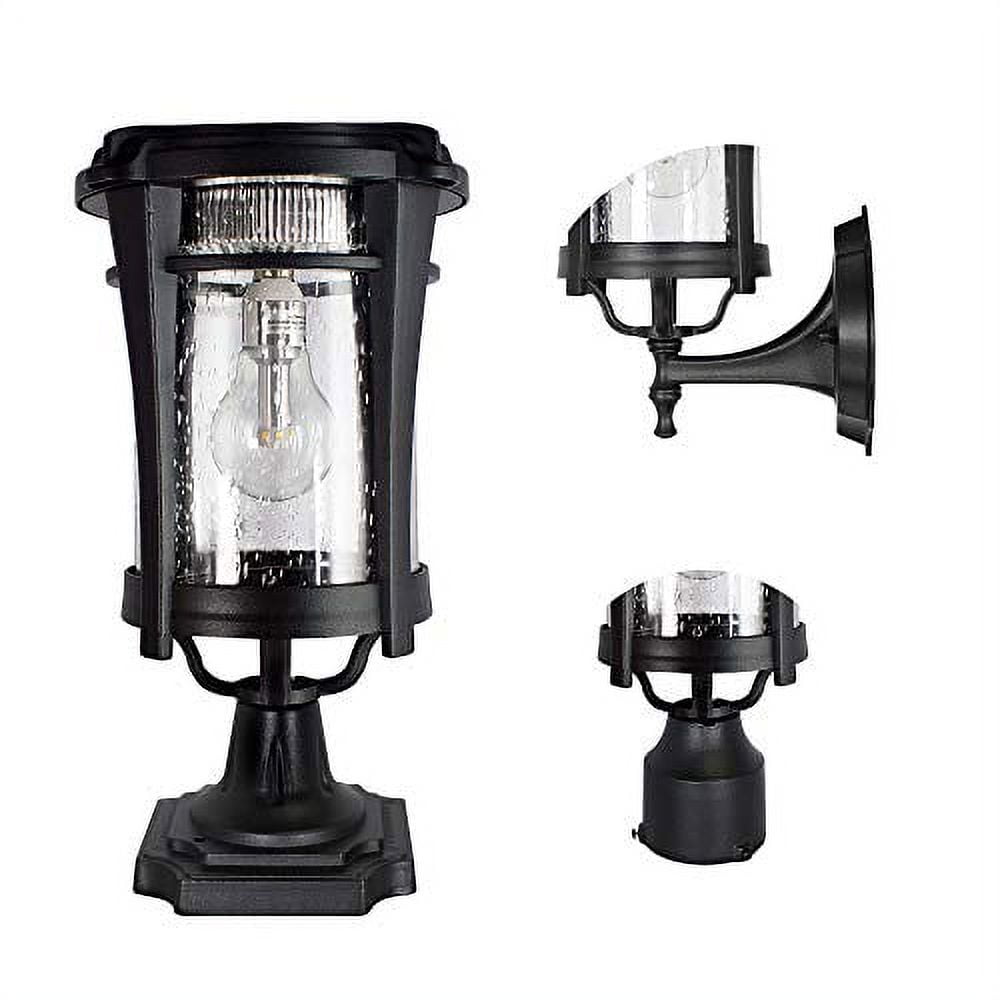 Aurora Black Cast Aluminum Solar Outdoor Light with LED Bulb