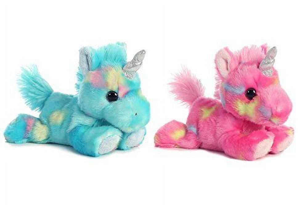 AURORA WORLD Aurora Bundle of 2 Plush Beanbag Unicorns, Blueberry Ripple Unicorn & Jelly Roll Unicorn Blue/Pink