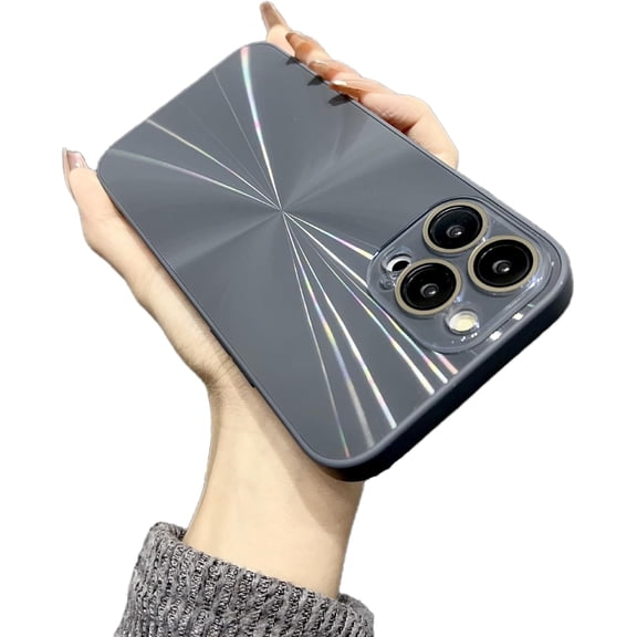 Aurora CD Pattern Full Wrap Case with Lens Film, Cool Phone Case, Men's and Women's Favorite, Drop Proof, for iPhone 15 14 13 12 11 Pro Max Phone Case (Dark Grey,iPhone 14 Pro Max)