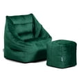 thumbnail image 1 of Big Joe Aurora Bean Bag Chair and Pouf Bundle, Deep Emerald Velvet, Soft Polyester, 2.2 feet, 1 of 5