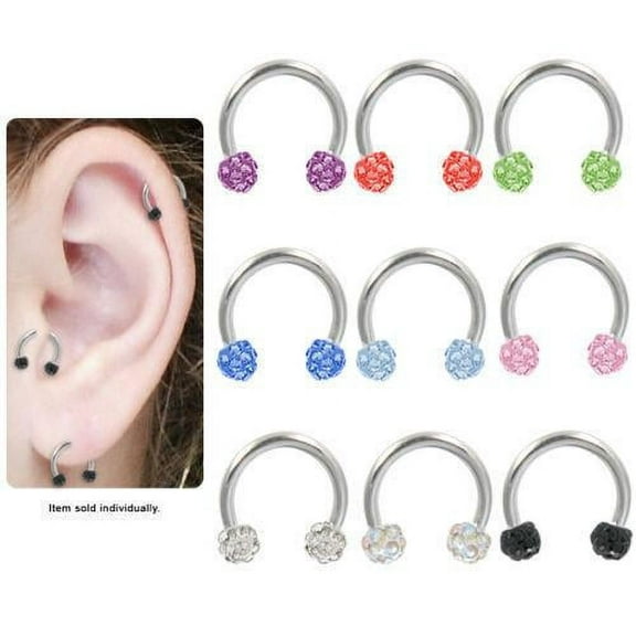 Aurora Circular Barbell 16g 5/16" Horseshoe Tragus Cartilage Horseshoe Earring