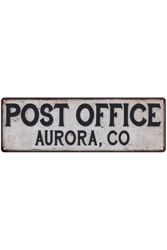 Aurora, Co Post Office Metal Sign Vintage 8x24 108240011045