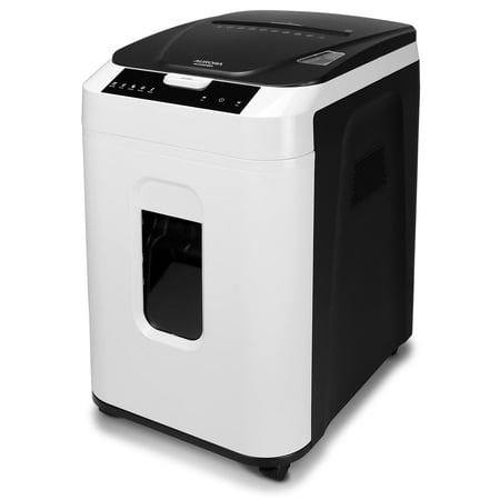 AURORA Auto Feed Micro Cut Paper Shredder with 8.5 Gallon Pullout Bin, White & Black