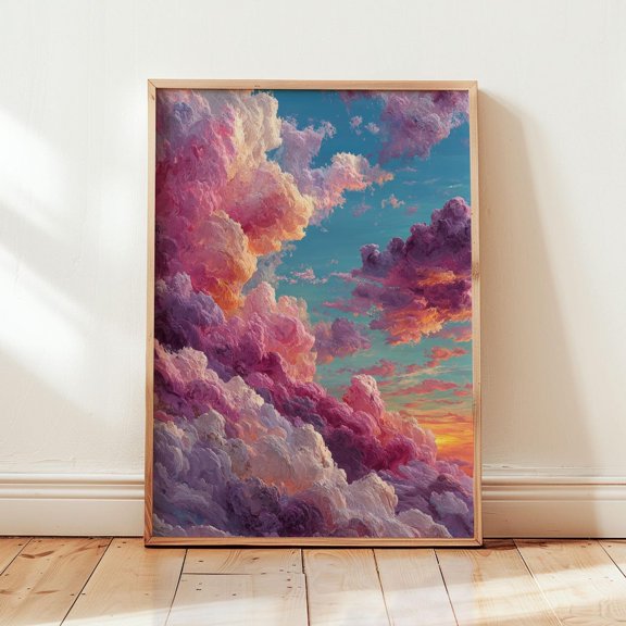 Aurora Cumulus Cloudscape Print Soft Sky Decor Unframed Paper Print