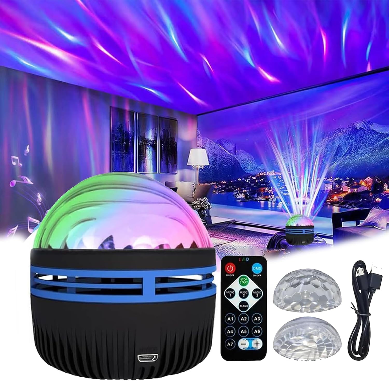 Aurora Dimension Light, Aurora Borealis Light Projector, Star Projector Galaxy Light, 2 In 1
