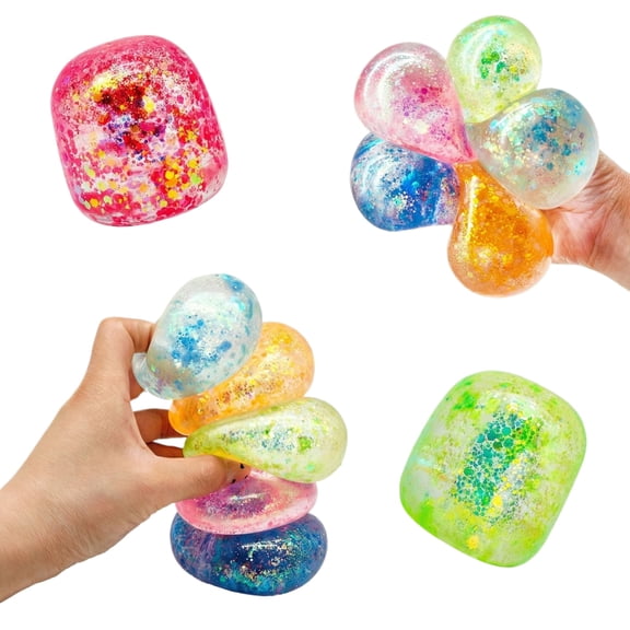 Aurora Effect Jelly Cylinder, Glitter Maltose Sensory Stick for Stress Relief Iridescent Stretchy Item, Hypnotic Desk Fidget for Focus