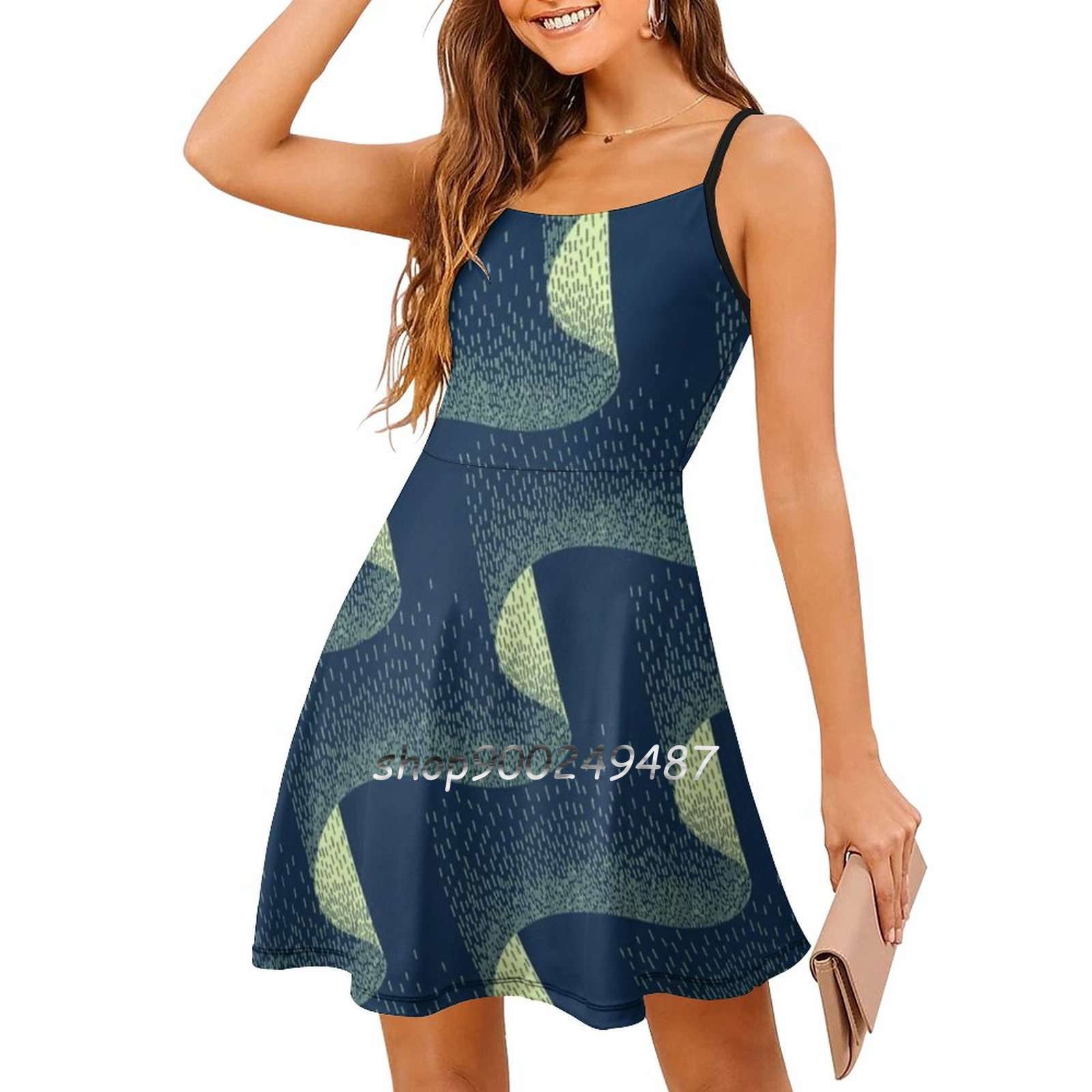 Aurora Embroidery / Repeat Pattern Square Neck Dress Cute Loose Print ...