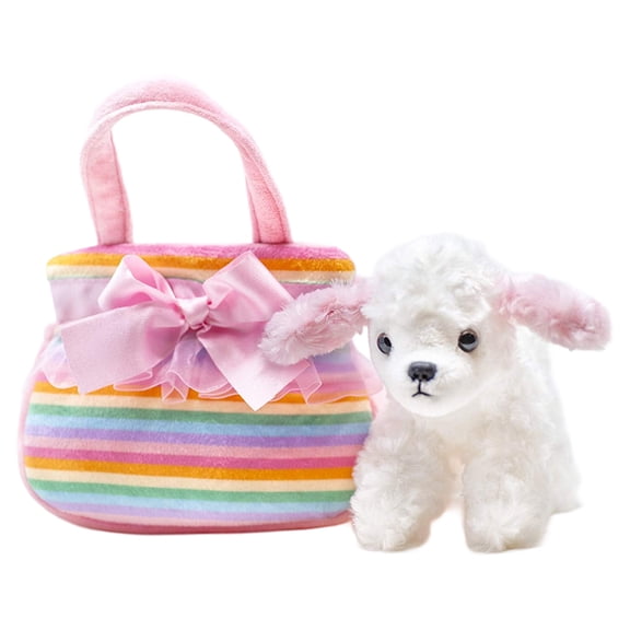 Aurora Fancy Pals Pet Soft Poodle Carrier Purse, Lace Trim, Pink, 8"