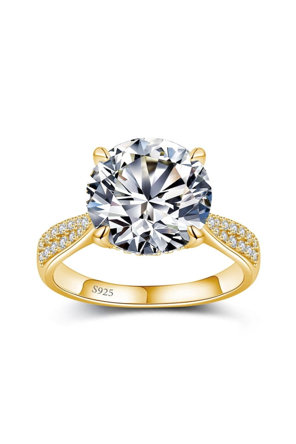 0.5CT Moissanite Engagement Rings for Women, S925 Sterling Silver with 18K Yellow Gold Plated Promise Wedding Ring Size7