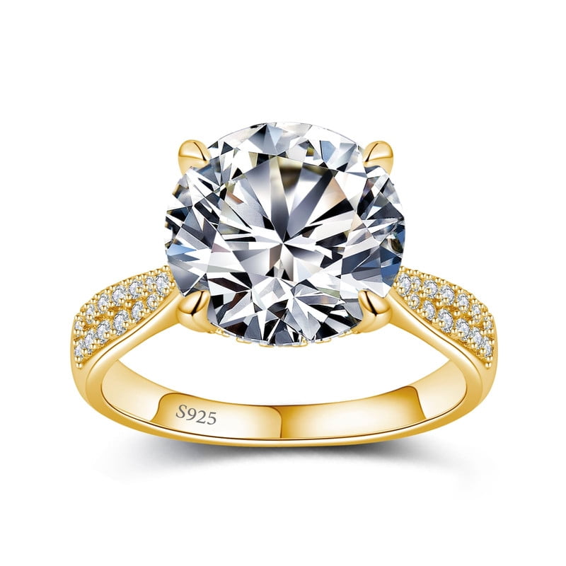Aurora&Fiori 1.5CT Moissanite Engagement Rings for Women, S925 Sterling Silver with 18K Yellow Gold Plated Promise Wedding Ring Size9