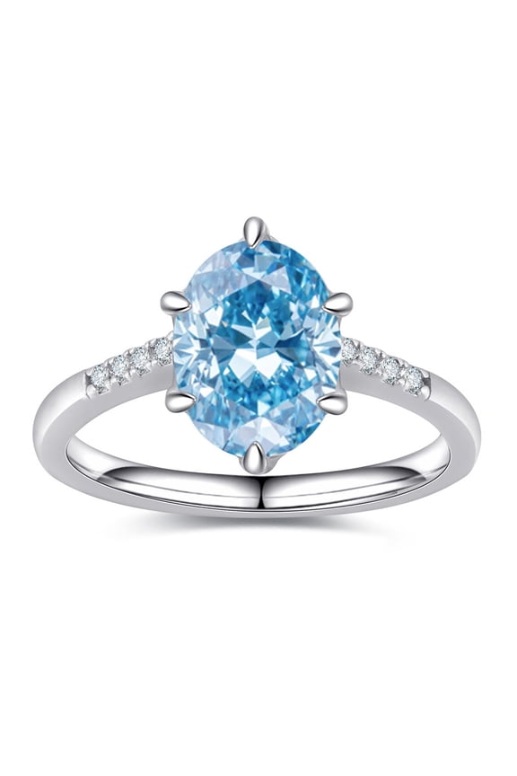 2CT Radiant Cut Engagement Rings, Blue/Green/Yellow Gemstone High Carbon CZ Rings,925 Sterling Silver 18K White Gold Plated,Cubic Zirconia Promise Ring for Wedding,Daily