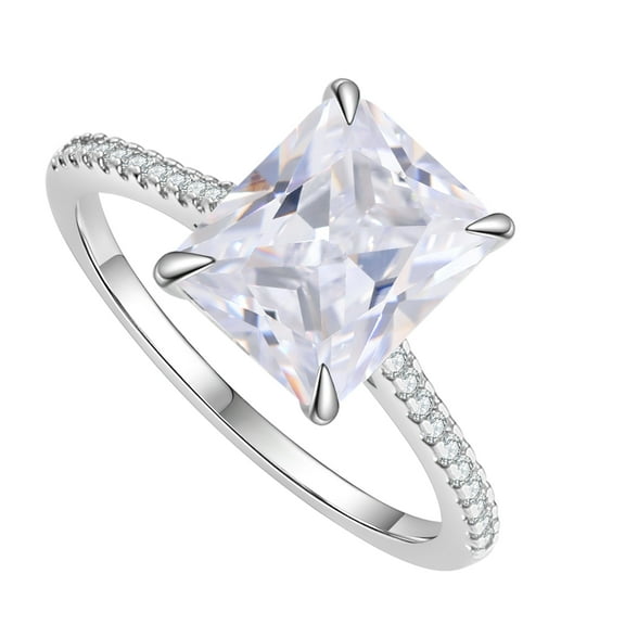 Aurora&Fiori 4CT 5A S925 CZ Engagement Rings for Women, Radiant Cut Wedding Bands,Travel Ring,Gift For Girlfrend