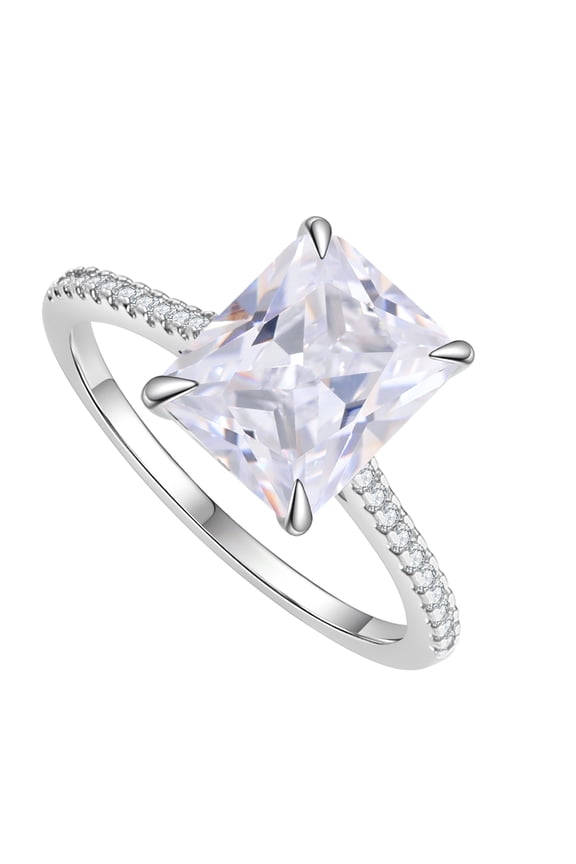 4CT 5A S925 CZ Engagement Rings for Women, Radiant Cut Wedding Bands,Travel Ring,Gift For Girlfrend