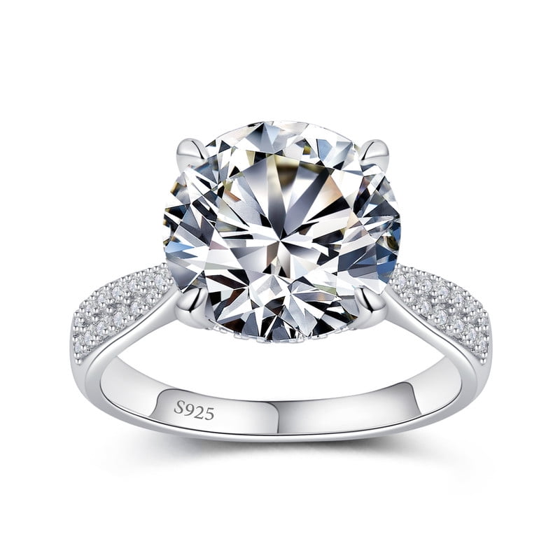 Aurora&Fiori 4CT Moissanite Engagement Rings for Women, S925 Sterling Silver with 18K White Gold Plated Promise Wedding Ring Size7