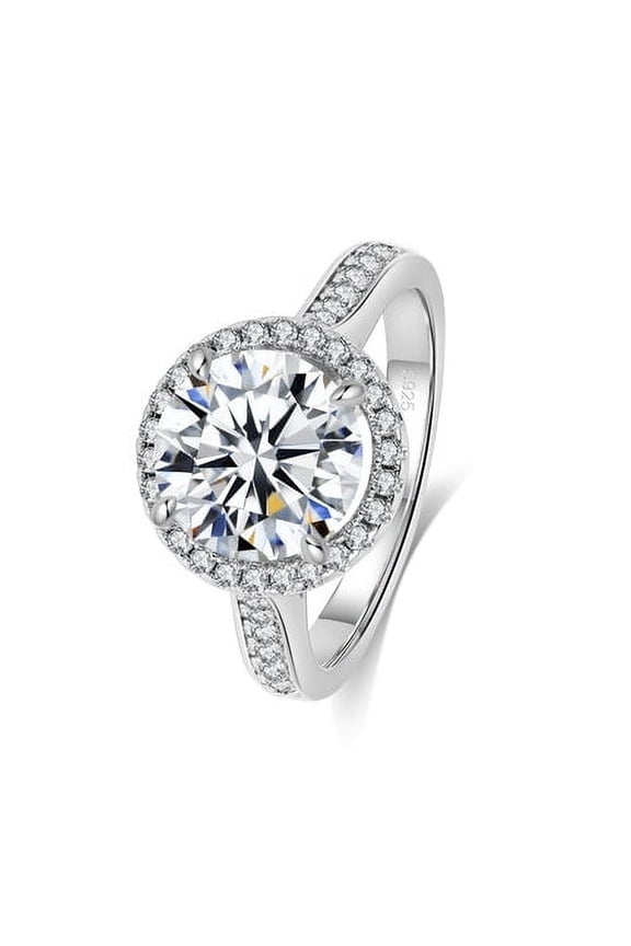 Moissanite Engagement Rings for Women, 925 Sterling Silver with 18K White Gold Plated Round D Color VVS1 Clarity Wedding Ring 1.5CT Size 7