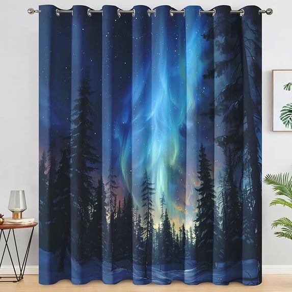 Aurora Forest Curtains for Living Room, Northern Lights Blackout ...