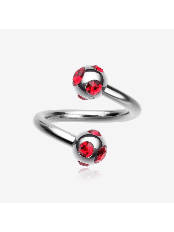 Aurora Gem Ball Steel Twist Spiral Ring