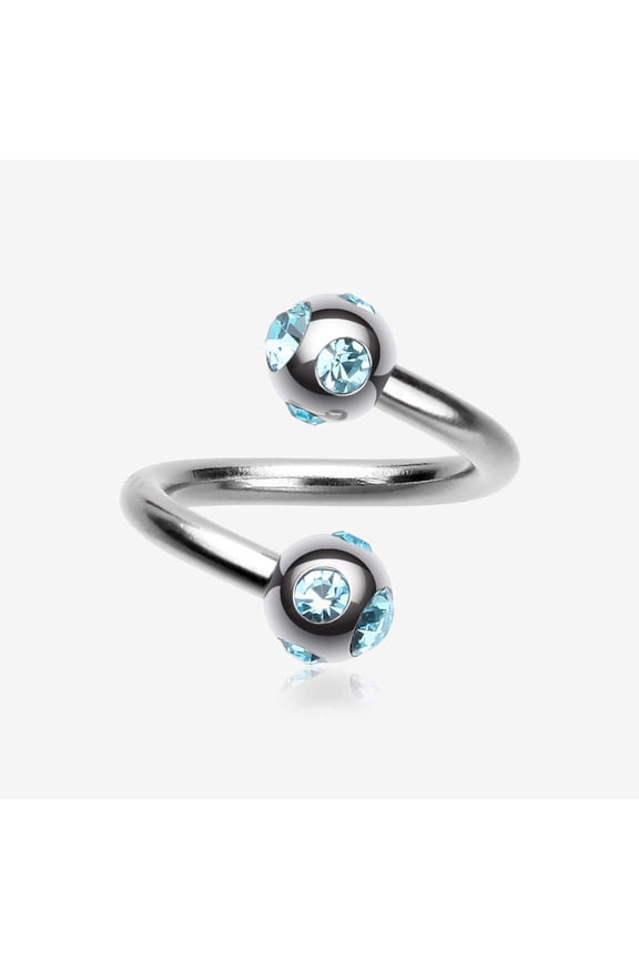 Aurora Gem Ball Steel Twist Spiral Ring
