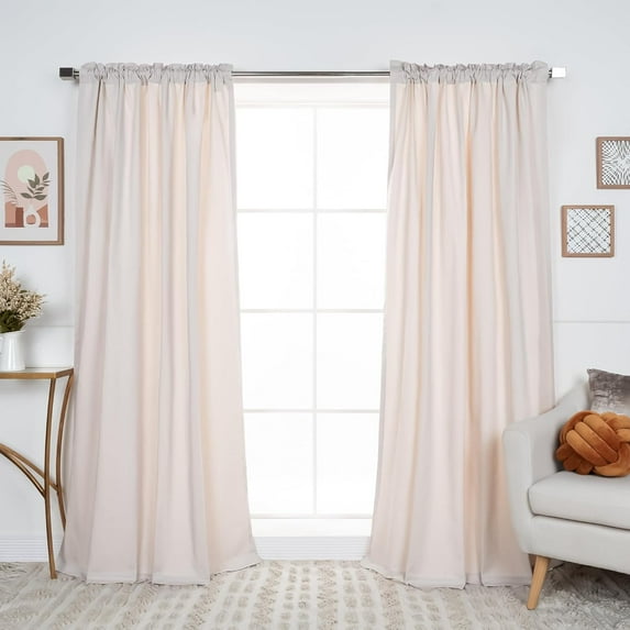 Aurora Home Cotton Blend Rod Pocket and Backtab Curtains- Set of 2 Biscuit - 84"L