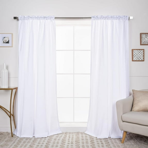 Aurora Home Cotton Blend Rod Pocket and Backtab Curtains- Set of 2 White - 96"L